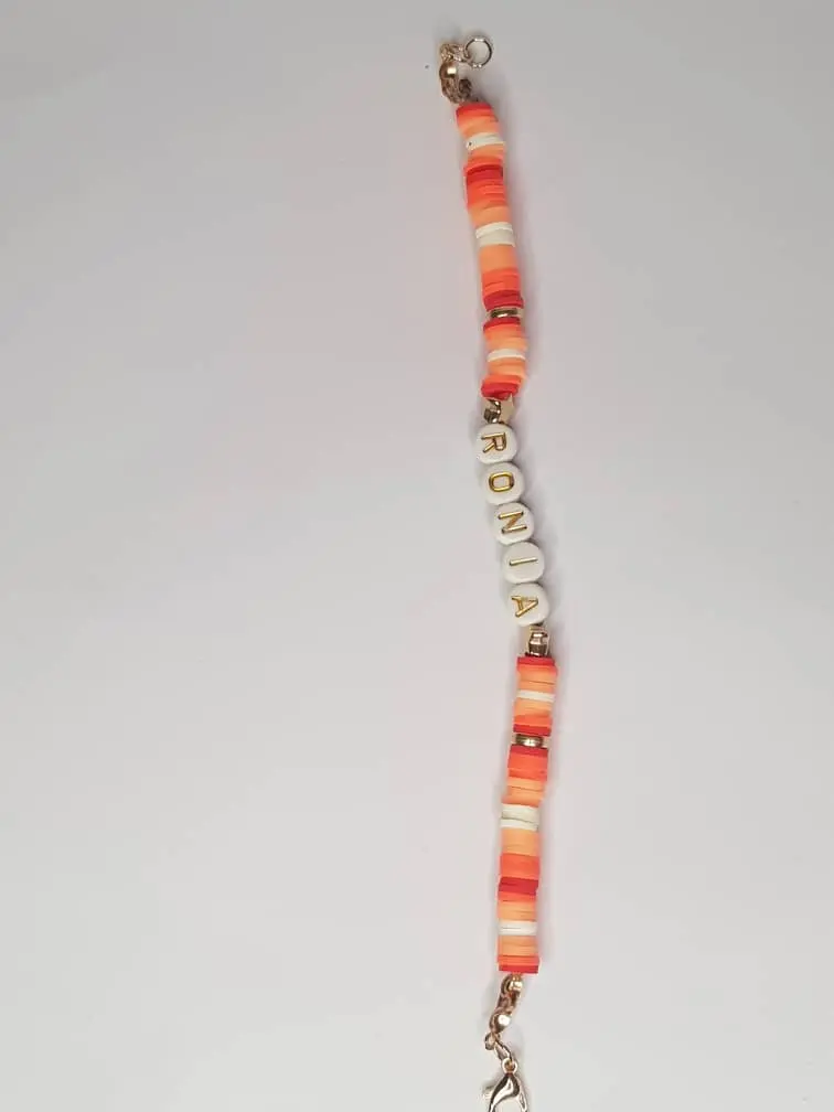 clay bead bracelet with name 🧡🤍