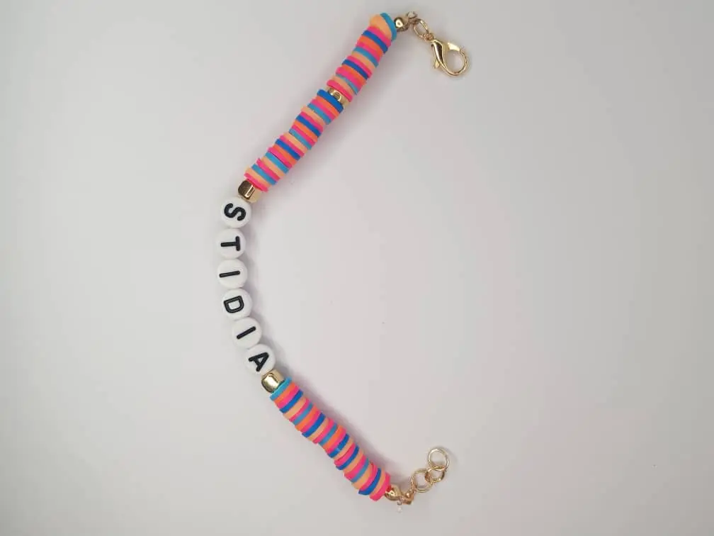 clay bead bracelet with name 🩷🧡💙