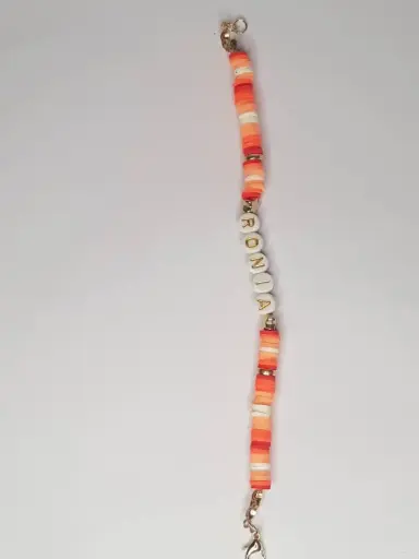 clay bead bracelet with name 🧡🤍