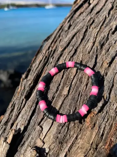 pink and black clay bead bracelet 🩷🖤