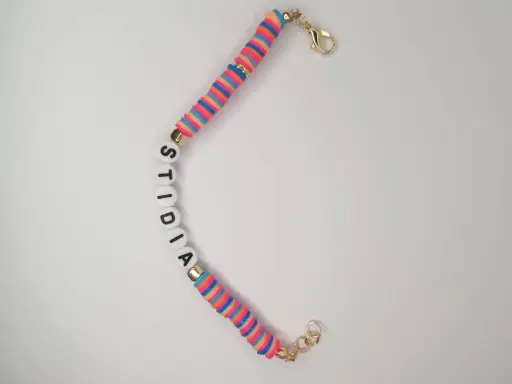 clay bead bracelet with name 🩷🧡💙